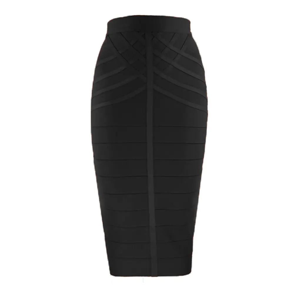 Striped High Waist Slim Bandage Skirt with Features
