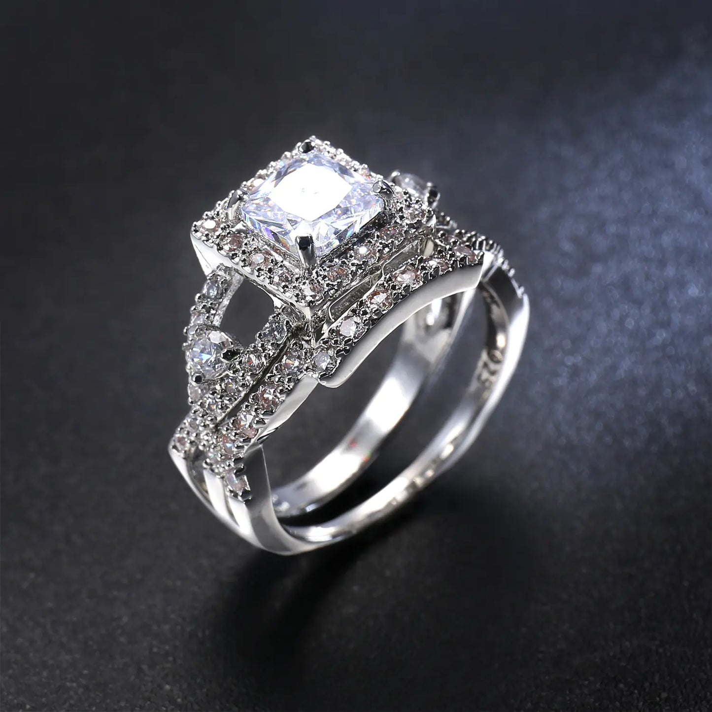Couple's Zircon Ring Set - Minimalist Jewelry Wholesale