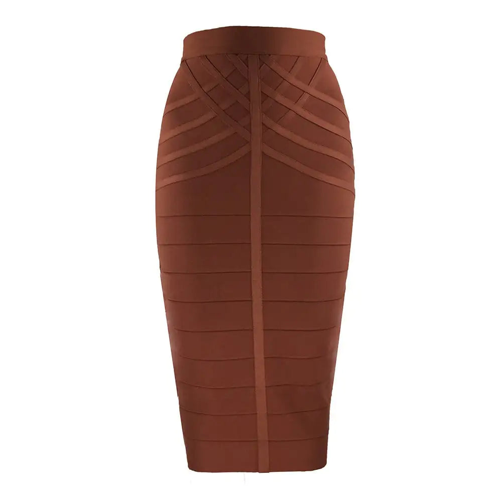 Striped High Waist Slim Bandage Skirt with Features