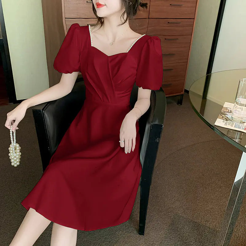 Summer French Bubble Sleeve Dress for Girls