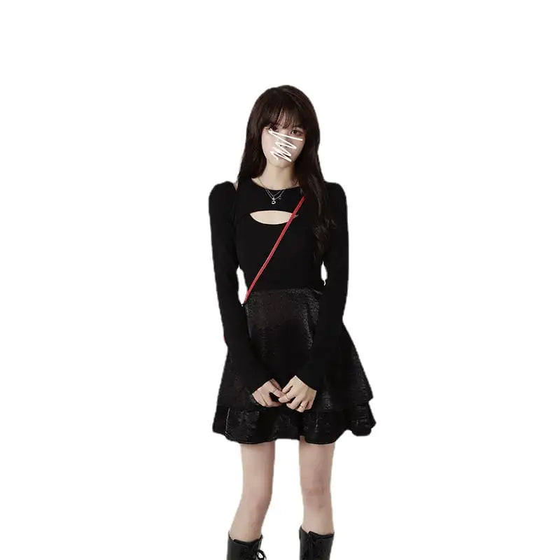 Irregular Inner Waist Long Sleeve Women's Skirt
