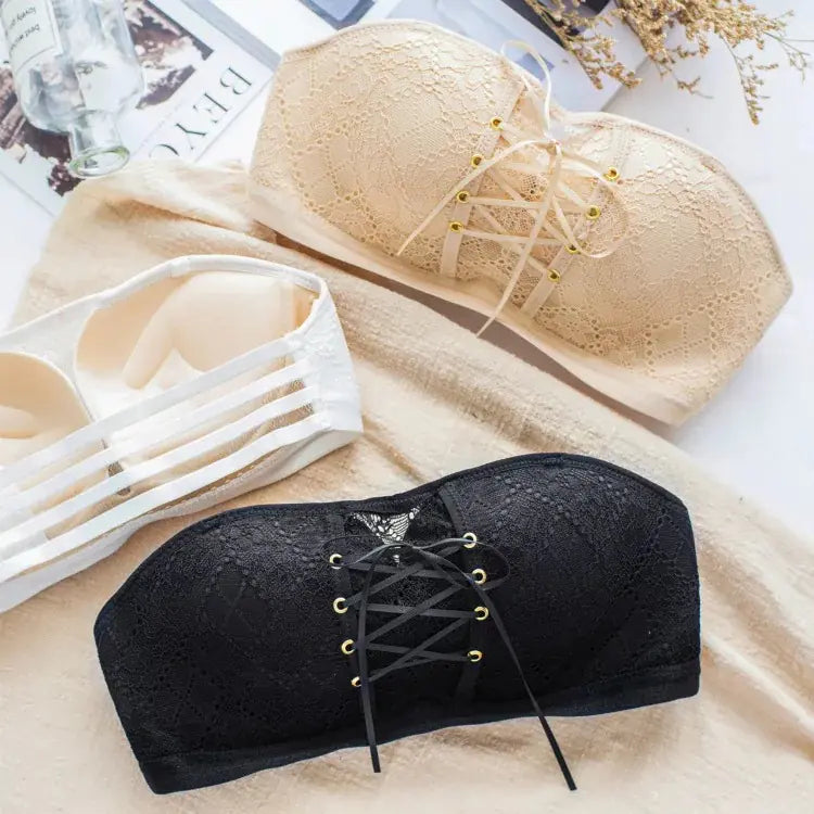 Lace Strapless Bra with Adjustable Support for Women