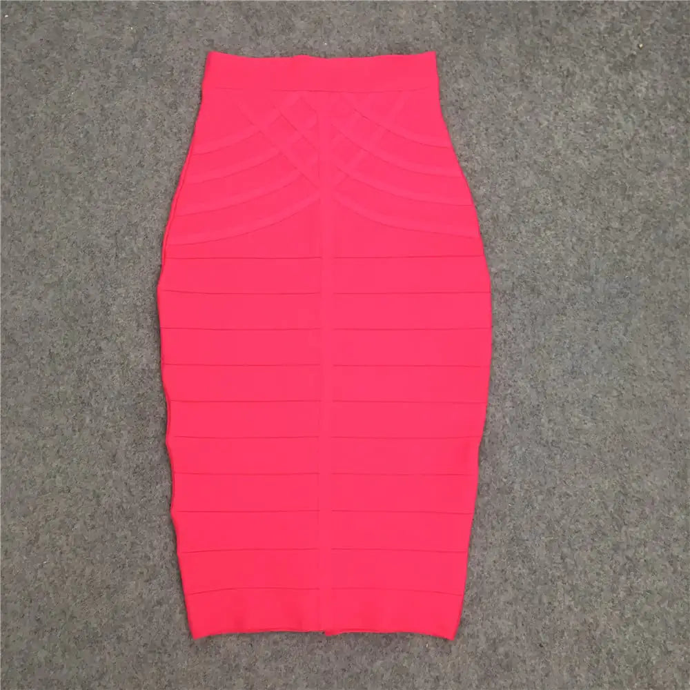 Striped High Waist Slim Bandage Skirt with Features