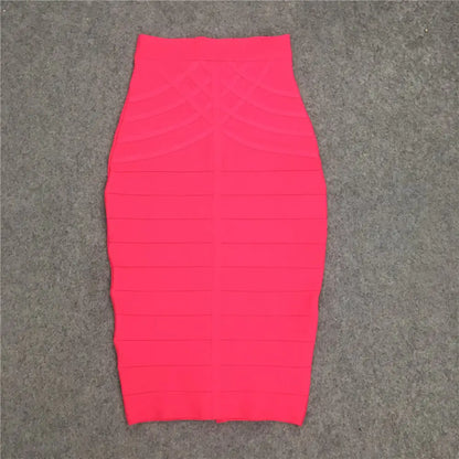 Striped High Waist Slim Bandage Skirt with Features