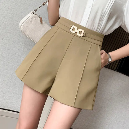 High-Waisted Wide-Leg Pants with Metal Buttons