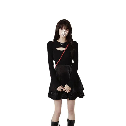 Irregular Inner Waist Long Sleeve Women's Skirt