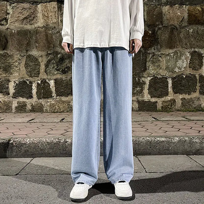 LKTM Men's Hip-Hop Loose Fit Denim Wide-Leg Pants
