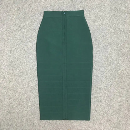 Striped High Waist Slim Bandage Skirt with Features