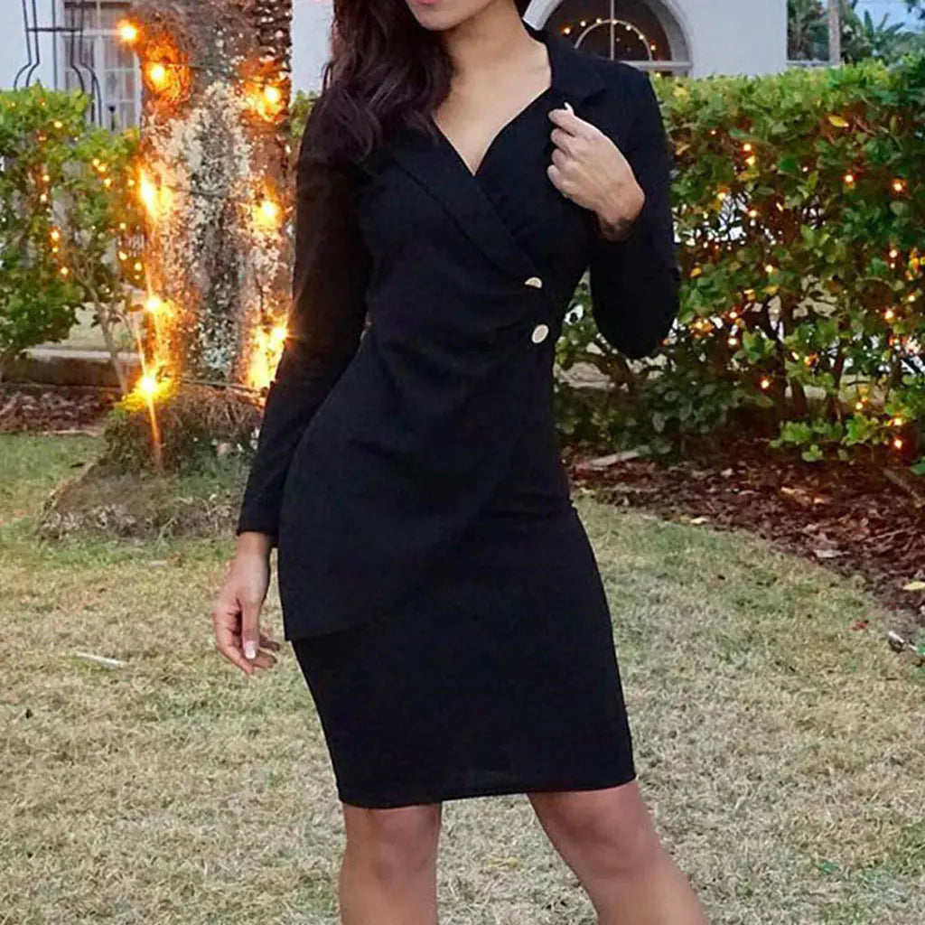 vestido elegante ajustado estilo mitad saco, para trabajo, cita, ideal para ceremonia importante
