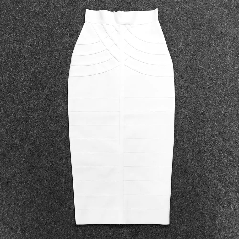 Striped High Waist Slim Bandage Skirt with Features