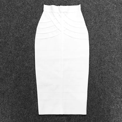 Striped High Waist Slim Bandage Skirt with Features