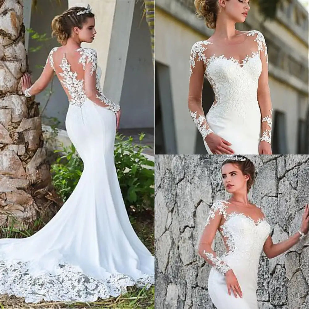 Thin Bride with Tail - Simple Wedding Dress Design