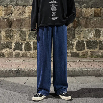 LKTM Men's Hip-Hop Loose Fit Denim Wide-Leg Pants
