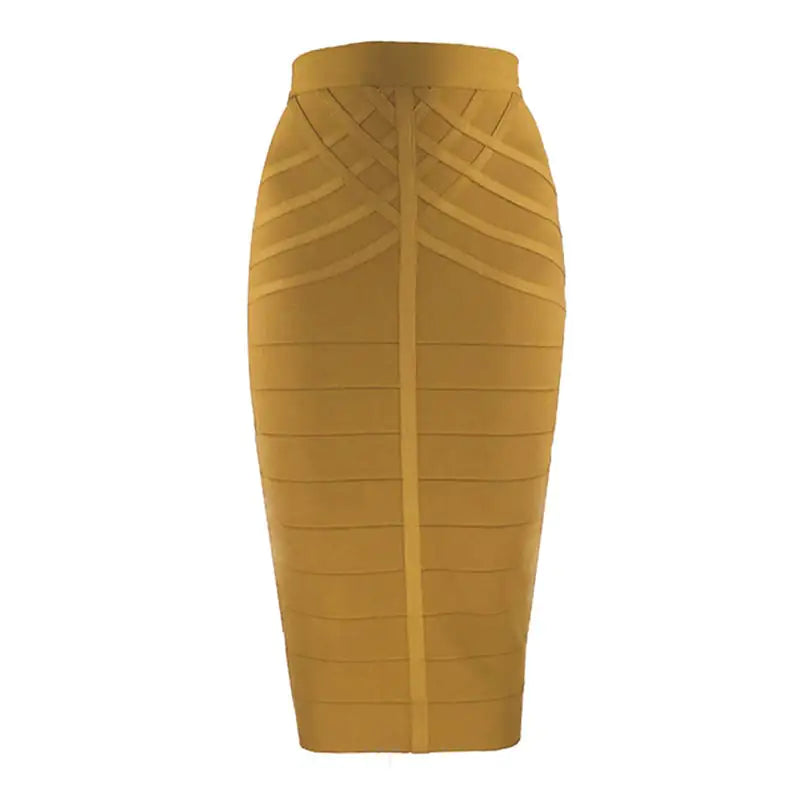 Striped High Waist Slim Bandage Skirt with Features
