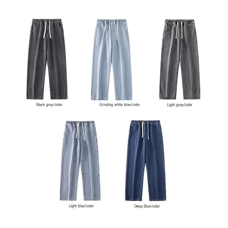 LKTM Men's Hip-Hop Loose Fit Denim Wide-Leg Pants