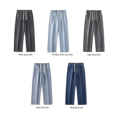 LKTM Men's Hip-Hop Loose Fit Denim Wide-Leg Pants