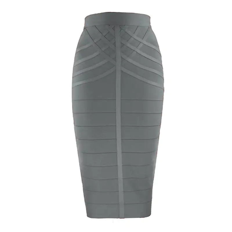 Striped High Waist Slim Bandage Skirt with Features