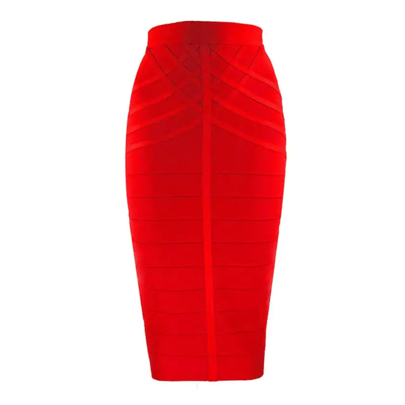 Striped High Waist Slim Bandage Skirt with Features